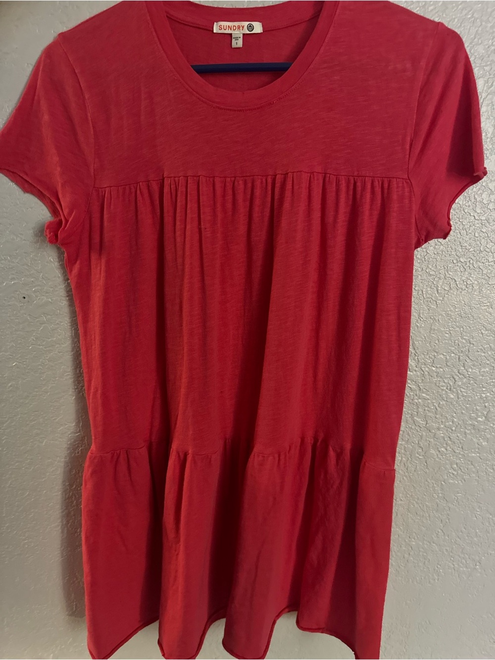 Sundry Girls' Bright Red Short Sleeve Tiered Dress